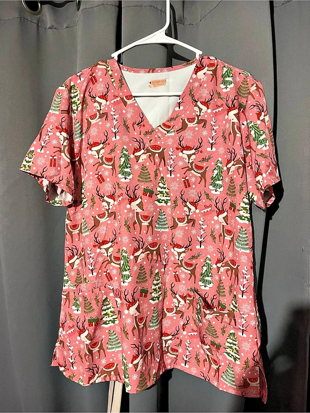 Scrub Christmas theme shirt sleeve